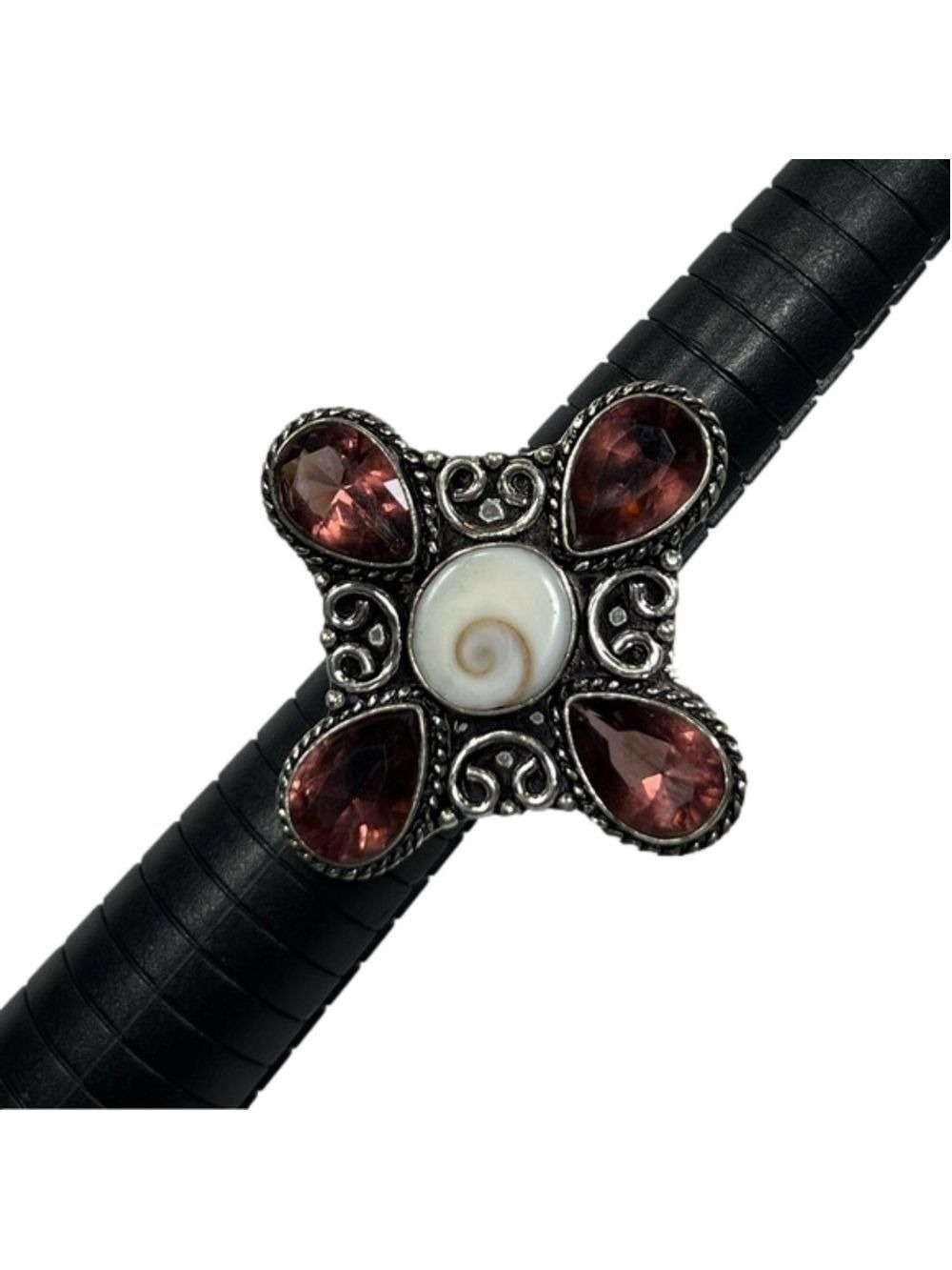 Shiva Shell 925 Gemstone Ring size 9